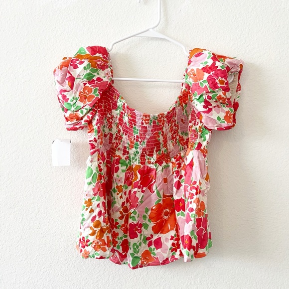 ASTR‎ the Label Nalda Blouse Floral Pink Puff Sleeve Size M NWT Revolve - Picture 4 of 6